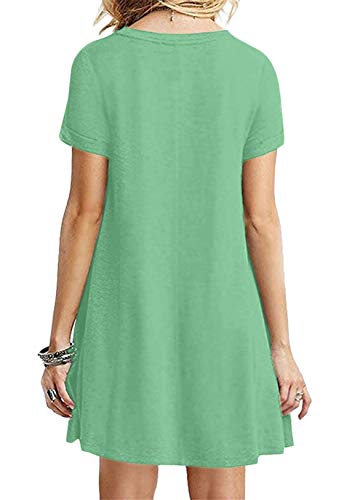 OMZIN Vestido de Fiesta Casual Camiseta Larga de Las Mujeres Atractivas | Blusa Casual | Vestido Elegante,Verde Claro,L
