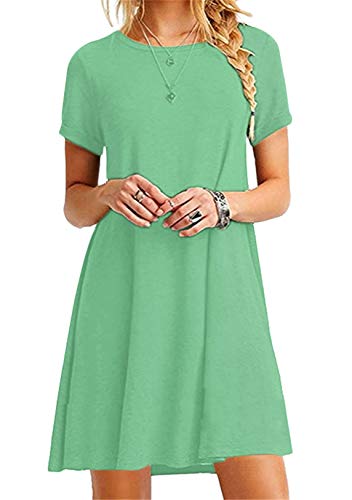 OMZIN Vestido de Fiesta Casual Camiseta Larga de Las Mujeres Atractivas | Blusa Casual | Vestido Elegante,Verde Claro,L