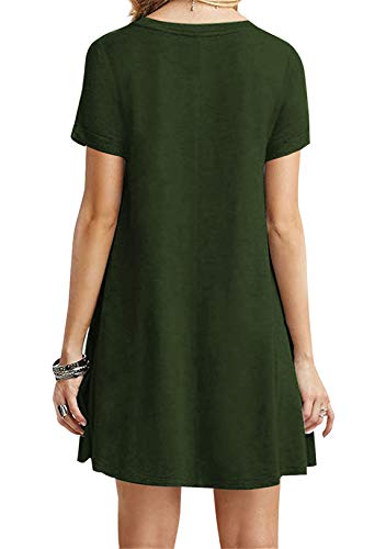 OMZIN Vestido de Fiesta Casual Camiseta Larga de Las Mujeres Atractivas | Blusa Casual | Vestido Elegante,Verde del Ejército,4XL