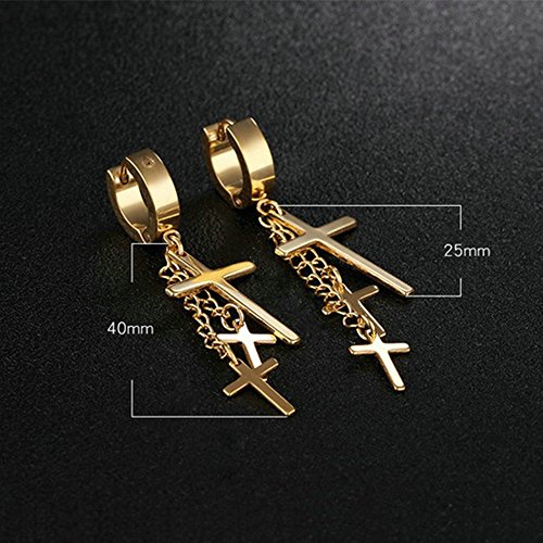 Onefeart Acero Inoxidable Pendientes Largos para Mujeres Chicas 40MM Oro Anti Alergico Estilo Rockero Cruzar Forma