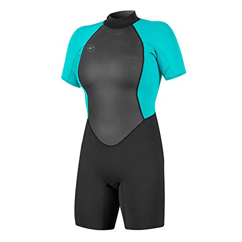 O'Neill Wetsuits Reactor II 2mm Back Zip Spring Wetsuit Traje húmedo, Mujer, Negro/Aqua Claro, 32