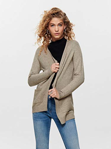 Only 15174274 Chaqueta Punto, Beige (Beige Detail: W. Melange), 42 (Talla del Fabricante: Large) para Mujer