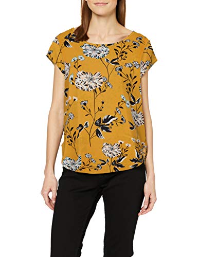 ONLY NOS Onlvic Ss Aop Top Noos Wvn, Blusa Mujer, Multicolor (Chai Tea Aop: Yellow Flower), 34 (Talla fabricante: 34)