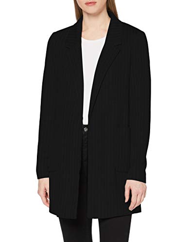 Only ONLBAKER-Aubree L/S Stripe Coatigan PNT Abrigo, Negro (Black Black), Large (Talla del fabricante: 40) para Mujer