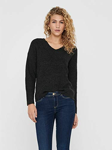 Only ONLCAMILLA V-Neck L/S Pullover KNT Noos Suter Pulver, Gris Oscuro, L para Mujer