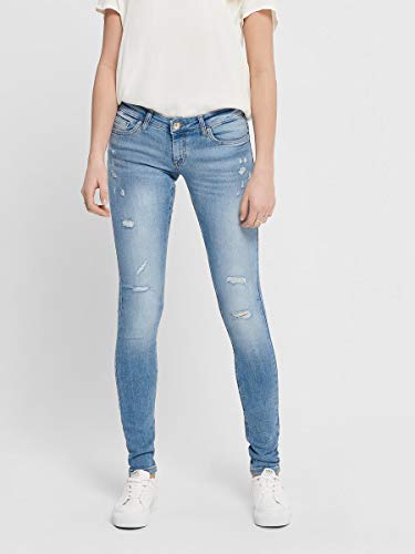 Only Onlcoral SL Skinny DEST BB Amom-45 Noos Jeans elásticos, Medium Blue Denim, 27/32 para Mujer
