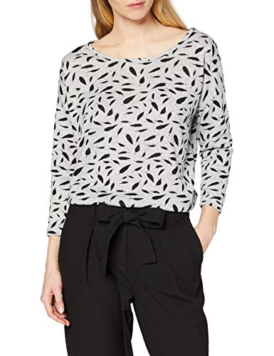 Only ONLELCOS 4/5 AOP Top JRS Noos suéter, Gris (Light Grey Melange AOP:W. Black Feathers), 42 (Talla del Fabricante: X-Large) para Mujer