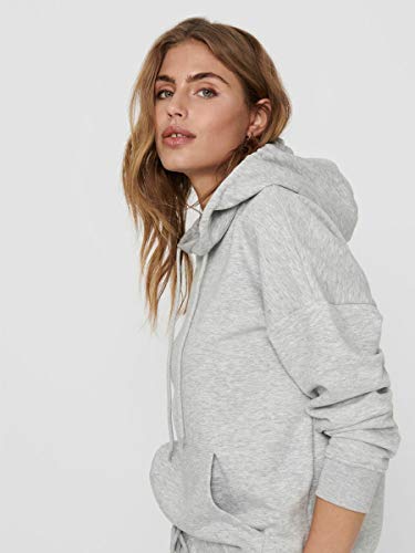 Only ONLFEEL Life L/S Hood SWT Noos Sudadera con Capucha, Gris Claro, Medium para Mujer