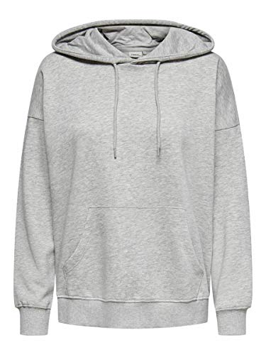 Only ONLFEEL Life L/S Hood SWT Noos Sudadera con Capucha, Gris Claro, Medium para Mujer