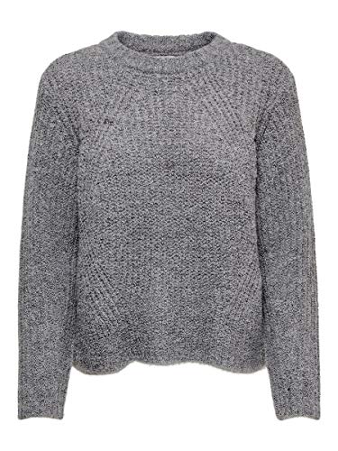 Only Onlfiona L/s Pullover Knt Noos suéter, Gris (Medium Grey Melange Detail: W.Black Melange), 38 (Talla del Fabricante: Small) para Mujer