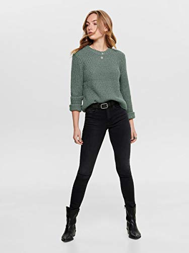 Only Onlfiona L/s Pullover Knt Noos suéter, Verde (Balsam Green White Melange), 38 (Talla del Fabricante: Small) para Mujer