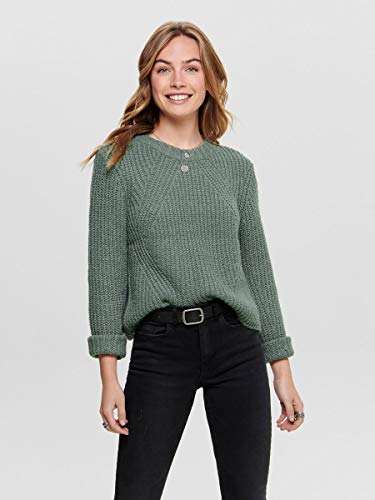 Only Onlfiona L/s Pullover Knt Noos suéter, Verde (Balsam Green White Melange), 38 (Talla del Fabricante: Small) para Mujer