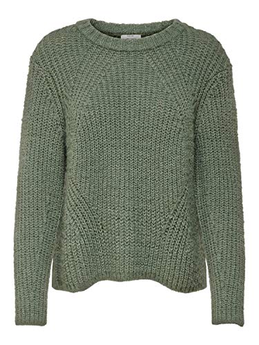 Only Onlfiona L/s Pullover Knt Noos suéter, Verde (Balsam Green White Melange), 38 (Talla del Fabricante: Small) para Mujer