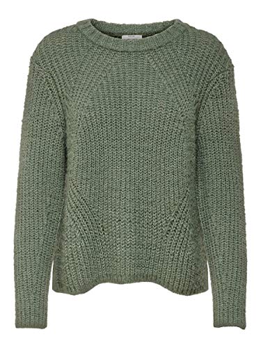Only Onlfiona L/s Pullover Knt Noos suéter, Verde (Balsam Green White Melange), 38 (Talla del Fabricante: Small) para Mujer