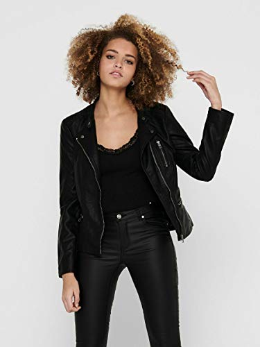 Only onlFREYA Faux Leather Biker OTW Noos Chaqueta, Negro (Black), 42 para Mujer