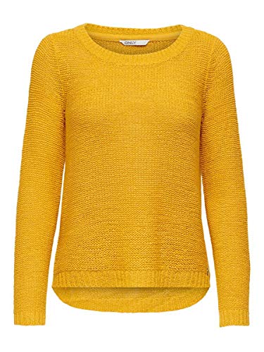 Only ONLGEENA XO L/S Pullover KNT Noos suéter, Amarillo (Golden Yellow Golden Yellow), Large para Mujer