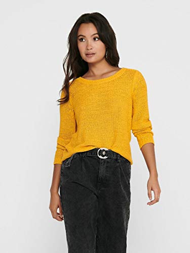 Only ONLGEENA XO L/S Pullover KNT Noos suéter, Amarillo (Golden Yellow Golden Yellow), Small para Mujer