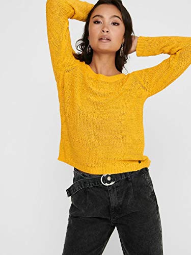 Only ONLGEENA XO L/S Pullover KNT Noos suéter, Amarillo (Golden Yellow Golden Yellow), Small para Mujer