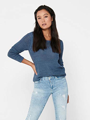 Only onlGEENA XO L/S PULLOVER KNT NOOS, Suéter para Mujer, Azul (Vintage Indigo), M