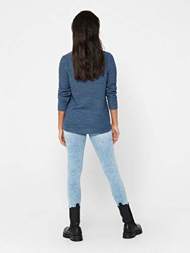 Only onlGEENA XO L/S PULLOVER KNT NOOS, Suéter para Mujer, Azul (Vintage Indigo), XS