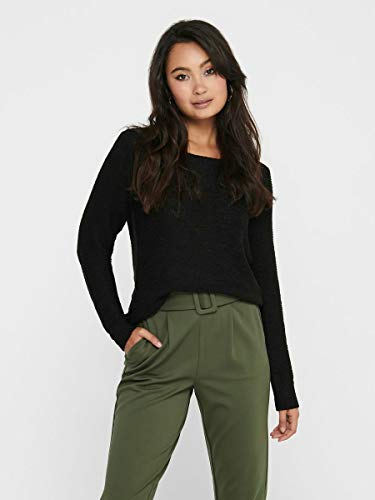 Only onlGEENA XO L/S PULLOVER KNT NOOS, Suéter para Mujer, Negro (Black), XS