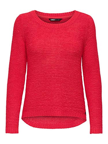 Only onlGEENA XO L/S PULLOVER KNT NOOS, Suéter para Mujer, Rojo (High Risk Red), S