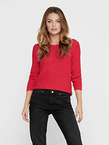 Only onlGEENA XO L/S PULLOVER KNT NOOS, Suéter para Mujer, Rojo (High Risk Red), XL