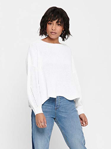 Only Onlhilde L/s Oversize Pullover CC Knt suéter, Blanco (Cloud Dancer Cloud Dancer), 38 (Talla del Fabricante: Small) para Mujer