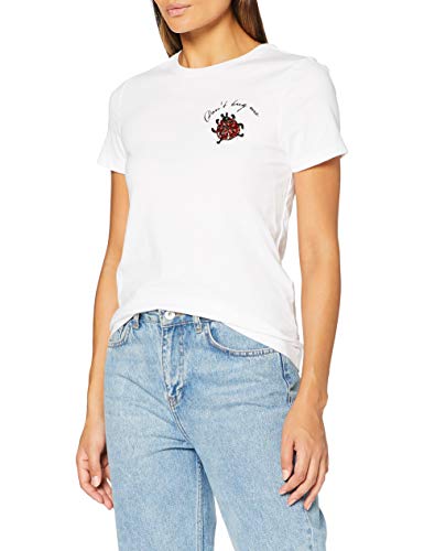 Only ONLKIKI Life REG S/S Ladybug Top Box JRS Blusas, Blanco Brillante, L para Mujer