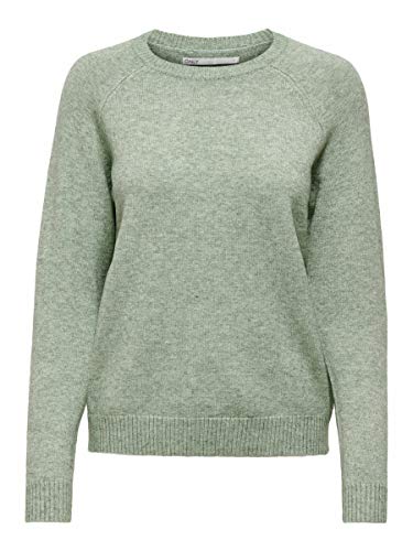 Only Onllesly Kings L/s Pullover Knt Noos suéter, Multicolor (Basil Detail: W. Melange), X-Large para Mujer