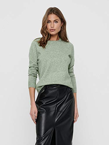 Only Onllesly Kings L/s Pullover Knt Noos suéter, Multicolor (BasilW Melange), Medium para Mujer