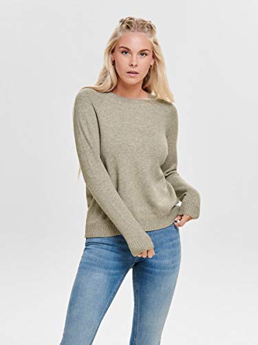 Only Onllesly Kings L/s Pullover Knt Noos suéter, Multicolor (Beige Detail: W. Melange), X-Large para Mujer