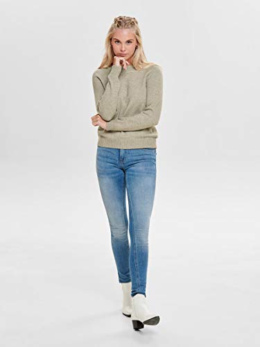 Only Onllesly Kings L/s Pullover Knt Noos suéter, Multicolor (Beige Detail: W. Melange), X-Large para Mujer