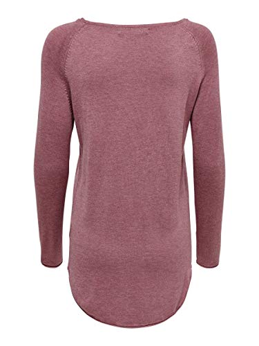 Only onlMILA LACY L/S LONG PULLOVER KNT NOOS - suéter Mujer, Rosa (Mesa Rose Detail:W. MELANGE), 42 (Talla del fabricante: X-Large)