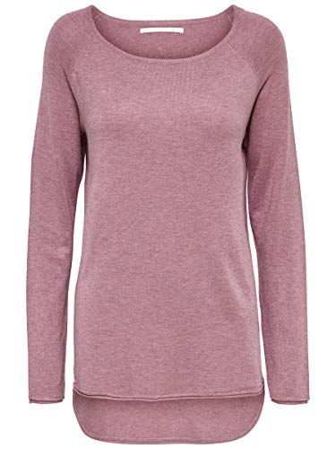 Only onlMILA LACY L/S LONG PULLOVER KNT NOOS - suéter Mujer, Rosa (Mesa Rose Detail:W. MELANGE), 42 (Talla del fabricante: X-Large)
