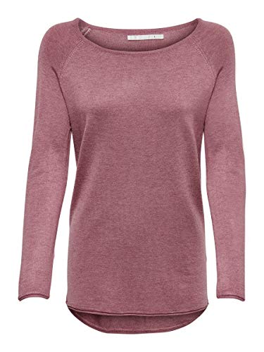 Only onlMILA LACY L/S LONG PULLOVER KNT NOOS - suéter Mujer, Rosa (Mesa Rose Detail:W. MELANGE), 42 (Talla del fabricante: X-Large)