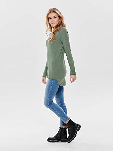 Only Onlmila Lacy L/s Long Pullover Knt Noos suéter, Verde (Chinois Green Detail: W. Melange), 40 (Talla del Fabricante: Medium) para Mujer