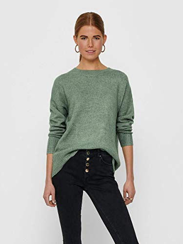 Only ONLNANJING L/S Pullover KNT Noos Suter Pulver, Bálsamo Verde, M para Mujer