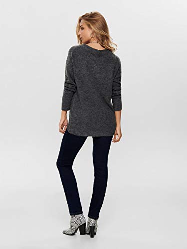 Only ONLNANJING L/S Pullover KNT Noos Suter Pulver, Gris Oscuro, M para Mujer
