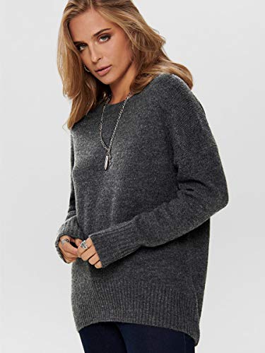 Only ONLNANJING L/S Pullover KNT Noos Suter Pulver, Gris Oscuro, S para Mujer