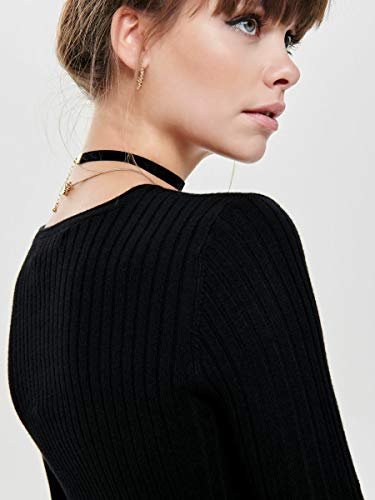 Only Onlnatalia L/s Rib Pullover Knt Noos suéter, Black, X-Large para Mujer