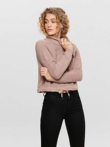 Only ONLNIA L/S Rollneck Pullover KNT Noos Suter Pulver, Rosa (Adobe Rose Detail: W. Melange), L para Mujer