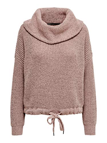 Only ONLNIA L/S Rollneck Pullover KNT Noos Suter Pulver, Rosa (Adobe Rose Detail: W. Melange), L para Mujer
