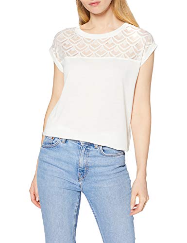 Only Onlnicole S/s Mix Top Noos Camiseta, Blanco (Cloud Dancer Cloud Dancer), Small para Mujer