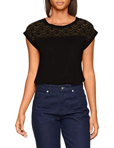 Only onlNICOLE S/S Mix Top Noos Camiseta, Negro (Black), L para Mujer