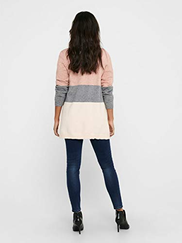 Only Onlqueen L/s Long Cardigan Knt Noos Chaqueta Punto, Multicolor (Misty Rose Stripes:W. MGM/Cloud Pink Melange), 38 (Talla del Fabricante: Small) para Mujer
