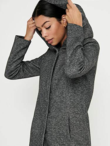 Only onlSEDONA Light Coat OTW Noos Abrigo, Gris (Dark Grey Melange), 40 (Talla del Fabricante: Large) para Mujer