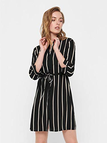 Only Onltamari 3/4 Shirt Dress Wvn Noos Vestido, Black, 40 para Mujer