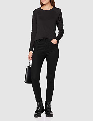 Only Onltinna L/s Crochet Top Jrs Sudadera, Negro (Black Black), 42 (Talla del Fabricante: Large) para Mujer