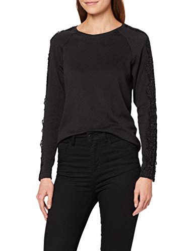 Only Onltinna L/s Crochet Top Jrs Sudadera, Negro (Black Black), 42 (Talla del Fabricante: Large) para Mujer